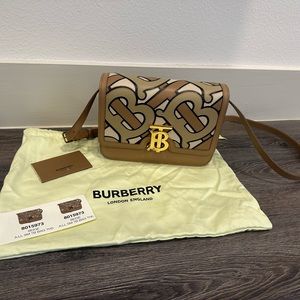 Burberry Crossbody Monogram Leather Bag 'Beige'